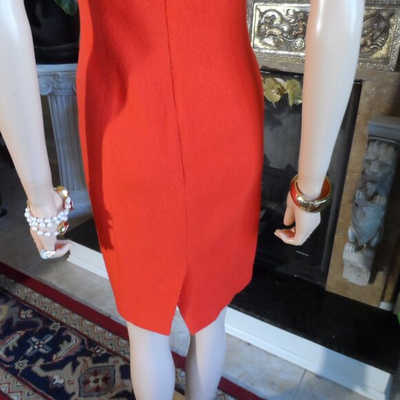 Carolina Herrera Orange Tweed Sheath Dress Size 2 - Picture 13 of 16
